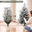 Mini 90 cm-es karácsonyfa 296 ágvéggel, hóhatású cseréppel, mini asztali fa otthonra vagy irodába, fehér
