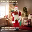  120 cm singender & tanzender Weihnachtsmann, stehende animierte Weihnachtsfigur mit Strumpf, Sack, per Sound/Berührung aktiviert
