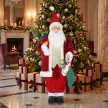  120 cm singender & tanzender Weihnachtsmann, stehende animierte Weihnachtsfigur mit Strumpf, Sack, per Sound/Berührung aktiviert