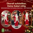  Singender Weihnachtsmann, 150 cm, stehende animierte Weihnachtsfigur mit Glocke und Kranz, per Sound/Berührung aktiviert