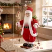  Singender Ski-Weihnachtsmann, 66 cm, animierte stehende Weihnachtsfigur mit Skiern, Geschenkesack und Geräusch-/Berührungsaktivierung