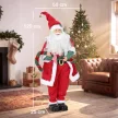  Singender & tanzender Weihnachtsmann, 120 cm, stehende animierte Weihnachtsfigur mit Girlande & Sack, per Sound/Berührung aktiviert