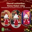  Singender & tanzender Weihnachtsmann, 120 cm, stehende animierte Weihnachtsfigur mit Girlande & Sack, per Sound/Berührung aktiviert