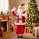  Lebensgroßer singender Weihnachtsmann 150 cm, animierte Musikfigur mit drehendem Kopf, winkender Hand und Geschenk