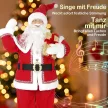  Lebensgroßer singender Weihnachtsmann 150 cm, animierte Musikfigur mit drehendem Kopf, winkender Hand und Geschenk