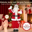  Lebensgroßer singender Weihnachtsmann 150 cm, animierte Musikfigur mit drehendem Kopf, winkender Hand und Geschenk