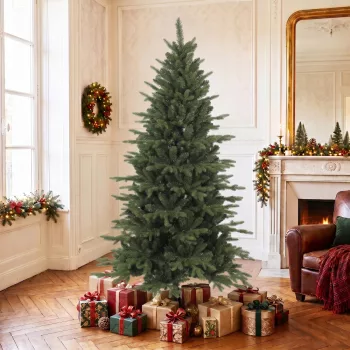   Műfenyő, összecsukható fa állvány, fröccsöntött fenyőfa, 1438 db-os, 180 cm, zöld