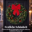 Karácsonyi koszorú 60 cm-es ajtókoszorú Crestwood lucfenyő mintával, masnival, 50 LED-del, 140 ágvéggel, 8 világítási móddal