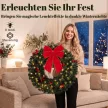 Karácsonyi koszorú 60 cm-es ajtókoszorú Crestwood lucfenyő mintával, masnival, 50 LED-del, 140 ágvéggel, 8 világítási móddal