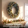 Karácsonyi koszorú 60 cm, világító ajtókoszorú 50 LED-del, fenyőtobozok, műhó karácsonyra, adventre, bejárati ajtóra