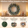 Karácsonyi koszorú 60 cm, világító ajtókoszorú 50 LED-del, fenyőtobozok, műhó karácsonyra, adventre, bejárati ajtóra