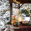 43 cm-es hóember figura MGO-ból, LED lámpával és időzítővel, bejárathoz és ajtóhoz