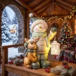 43 cm-es hóember figura MGO-ból, LED lámpával és időzítővel, bejárathoz és ajtóhoz