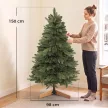Künstlicher Weihnachtsbaum 150 cm, Edeltanne, voll mit Klappästen, 525 Spitzen, faltbarer Holzständer, Grün