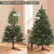 Künstlicher Weihnachtsbaum 150 cm, Edeltanne, voll mit Klappästen, 525 Spitzen, faltbarer Holzständer, Grün