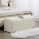 Modern hálószobai pad, kárpitozott pad fa vázzal, teherbírás akár 220 kg, lábtartó, krémfehér