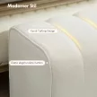 Modern hálószobai pad, kárpitozott pad fa vázzal, teherbírás akár 220 kg, lábtartó, krémfehér