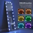 Teljes alakos tükör 150x40 cm RGB-LED állótükör 21 izzóval, 7 fényszínnel, érintőkapcsolóval, memóriafunkcióval