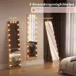 Teljes alakos tükör 150x40 cm RGB-LED állótükör 21 izzóval, 7 fényszínnel, érintőkapcsolóval, memóriafunkcióval