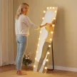Teljes alakos tükör 150x40 cm RGB-LED állótükör 21 izzóval, 7 fényszínnel, érintőkapcsolóval, memóriafunkcióval