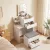  Schminktisch mit Spiegel und Hocker mit Klappspiegel, Kosmetiktisch mit Schubladen, Weiß