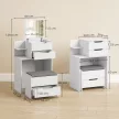  Schminktisch mit Spiegel und Hocker mit Klappspiegel, Kosmetiktisch mit Schubladen, Weiß