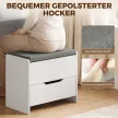  Schminktisch mit Spiegel und Hocker mit Klappspiegel, Kosmetiktisch mit Schubladen, Weiß