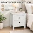  Moderner Nachttisch mit 2 Schubladen, Beistelltisch mit Fußpads fürs Schlafzimmer, Weiß