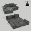  Modulares Eck-Schlafsofa, wandelbar, Soft-Design ohne harte Kanten, 76 cm Sitztiefe, hochdichter Schaum, dunkelgrau