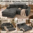  Modulares Eck-Schlafsofa, wandelbar, Soft-Design ohne harte Kanten, 76 cm Sitztiefe, hochdichter Schaum, dunkelgrau