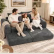  Modulares Eck-Schlafsofa, wandelbar, Soft-Design ohne harte Kanten, 76 cm Sitztiefe, hochdichter Schaum, dunkelgrau
