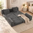  Modulares Eck-Schlafsofa, wandelbar, Soft-Design ohne harte Kanten, 76 cm Sitztiefe, hochdichter Schaum, dunkelgrau