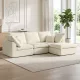 Modulares Ecksofa mit wendbarer Ottomane, wolkenweiches Chenille-Sofa in L-Form, breite Sitzfläche, cremeweiß