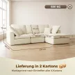  Modulares Ecksofa mit wendbarer Ottomane, wolkenweiches Chenille-Sofa in L-Form, breite Sitzfläche, cremeweiß