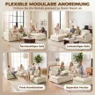  Modulares Ecksofa mit wendbarer Ottomane, wolkenweiches Chenille-Sofa in L-Form, breite Sitzfläche, cremeweiß