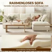  Modulares Ecksofa mit wendbarer Ottomane, wolkenweiches Chenille-Sofa in L-Form, breite Sitzfläche, cremeweiß