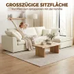 Modulares Ecksofa mit wendbarer Ottomane, wolkenweiches Chenille-Sofa in L-Form, breite Sitzfläche, cremeweiß