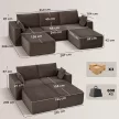  Modulares U-Sofa 287 cm, rahmenlos, breite tiefe Sitzfläche aus Cord, High-Density-Schaum, ohne Montage, Khaki