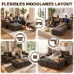  Modulares U-Sofa 287 cm, rahmenlos, breite tiefe Sitzfläche aus Cord, High-Density-Schaum, ohne Montage, Khaki