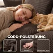  Modulares U-Sofa 287 cm, rahmenlos, breite tiefe Sitzfläche aus Cord, High-Density-Schaum, ohne Montage, Khaki