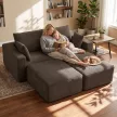  Modulares U-Sofa 287 cm, rahmenlos, breite tiefe Sitzfläche aus Cord, High-Density-Schaum, ohne Montage, Khaki