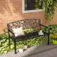 Fém kerti pad, virágmintás, 2 személyes, 240 kg teherbírás, acél, 127H x 60SZ x 87M cm, fekete