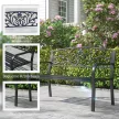 Fém kerti pad, virágmintás, 2 személyes, 240 kg teherbírás, acél, 127H x 60SZ x 87M cm, fekete