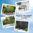 Fém kerti pad, virágmintás, 2 személyes, 240 kg teherbírás, acél, 127H x 60SZ x 87M cm, fekete
