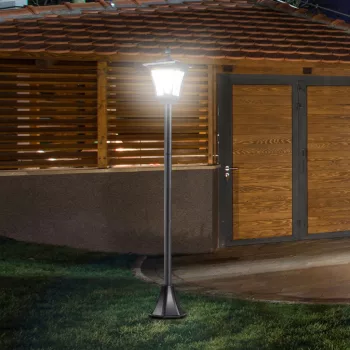  LED napelemes kerti lámpa, rozsdamentes acél állólámpa, 160 cm magas, széllámpás, kültéri lámpa, IP44, napelemes lámpa fényérzékelővel, 30 lumen, talajra akasztható, kerti lámpa kertbe vagy erkélyre, fekete
