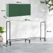 Tűzifatartó állvány, 0,6 m³, fedéllel, porszórt fém, 200 kg-ig, fekete/sötétzöld