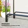 Tűzifatartó állvány, 0,6 m³, fedéllel, porszórt fém, 200 kg-ig, fekete/sötétzöld