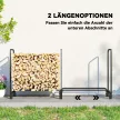 Tűzifatartó állvány, 0,6 m³, fedéllel, porszórt fém, 200 kg-ig, fekete/sötétzöld