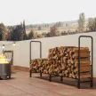 Tűzifatartó állvány, 0,6 m³, fedéllel, porszórt fém, 200 kg-ig, fekete/sötétzöld