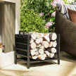  Feuerholzgestell, kompakt, bis 50 kg Holz, abnehmbarer Tragebeutel, 49x34x44 cm, Schwarz